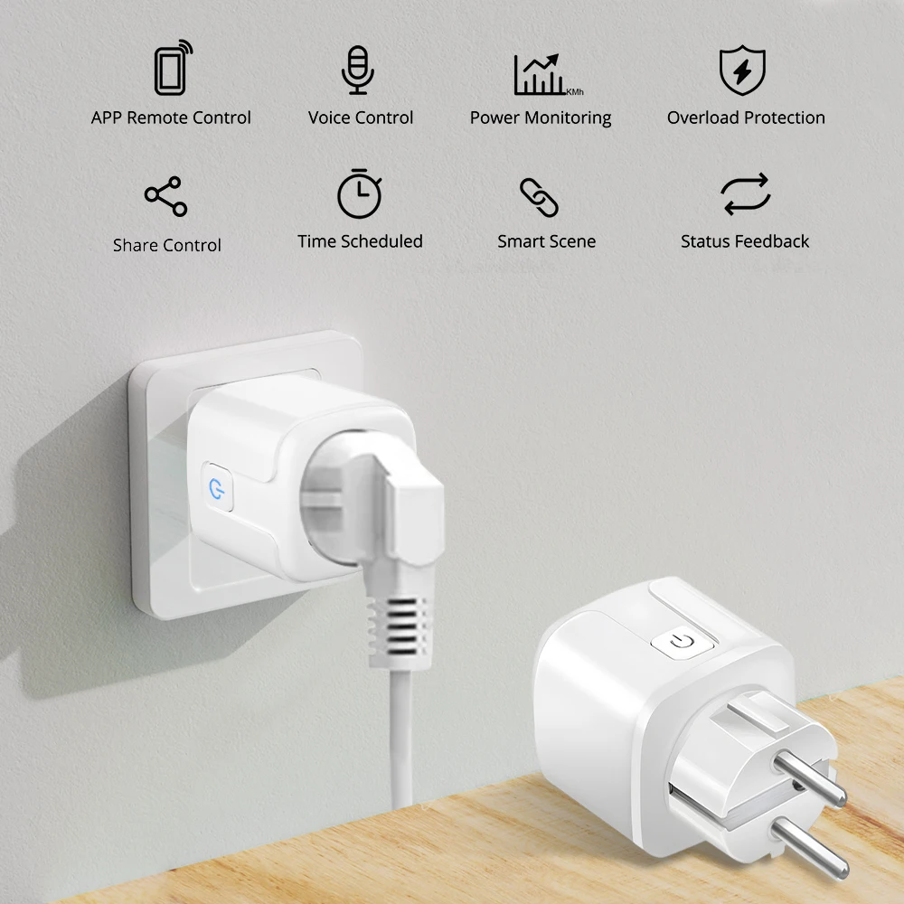 EWelink WiFi Smart Plug With Power Monitoring 20A EU Socket Timing Function Outlet Works With Alexa Google Assistance Yandex