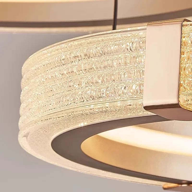 현대 반지 Led 샹들리에 아크릴 다이닝 거실 센터 테이블 침실 램프 홈 장식 디 밍이 가능한 매달려 전등