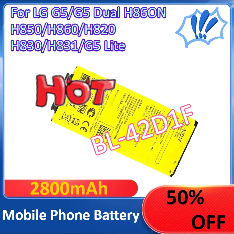 

BL-42D1F 2800mAh Mobile Phone Battery For LG G5 G5 Dual H86ON H850 H860 H820 H830 H831 G5 Lite Replacement Battery