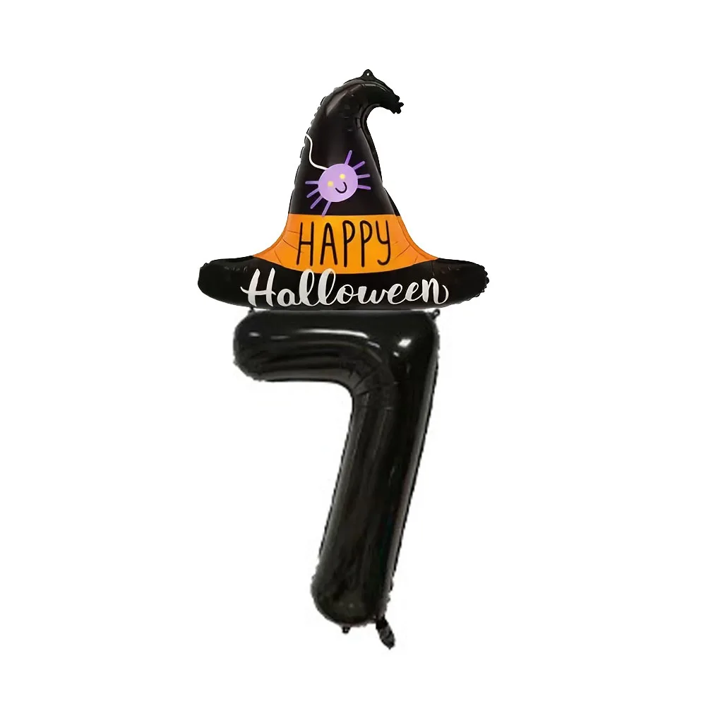 Halloween Schwarzer Hexenhut-Ballon mit 32-Zoll Schwarzen Zahlenballons Halloween-Themen Geburtstagsdekoration Hintergrundballons – Detail 9