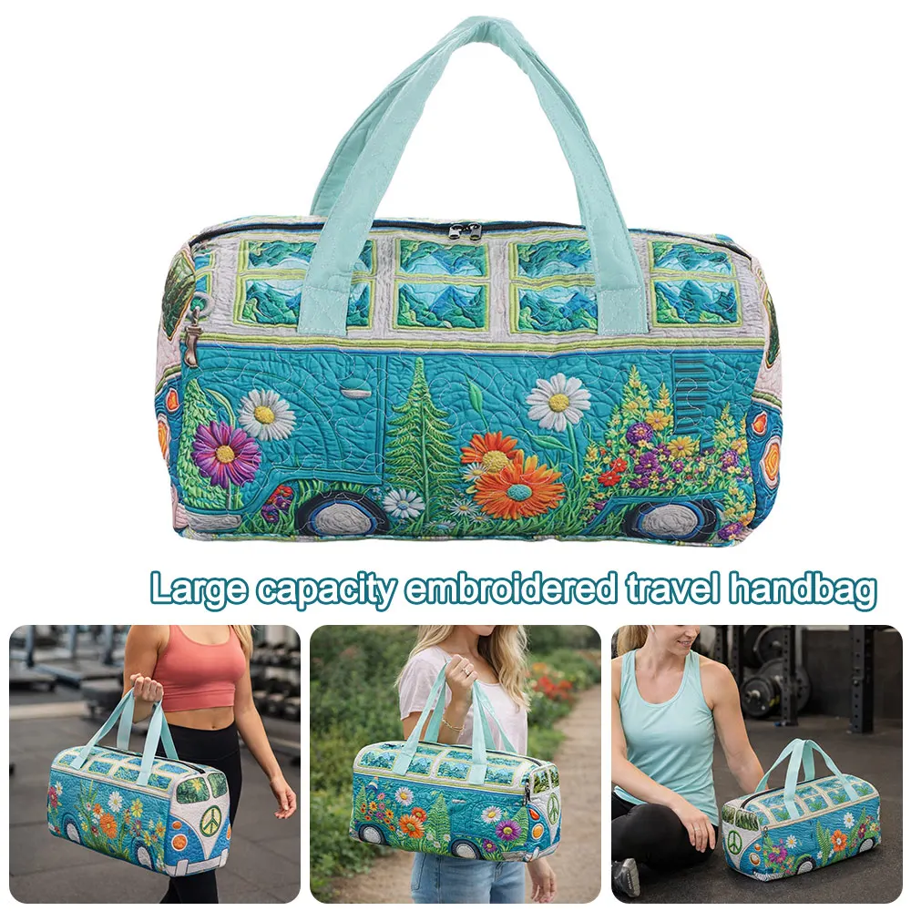

Adjustable Strap Quilted Duffle Bag 3D Quilting Craft Tote Bags Travel Duffel Bag Large Capacity Sports Gym Bag Outdoor Camping