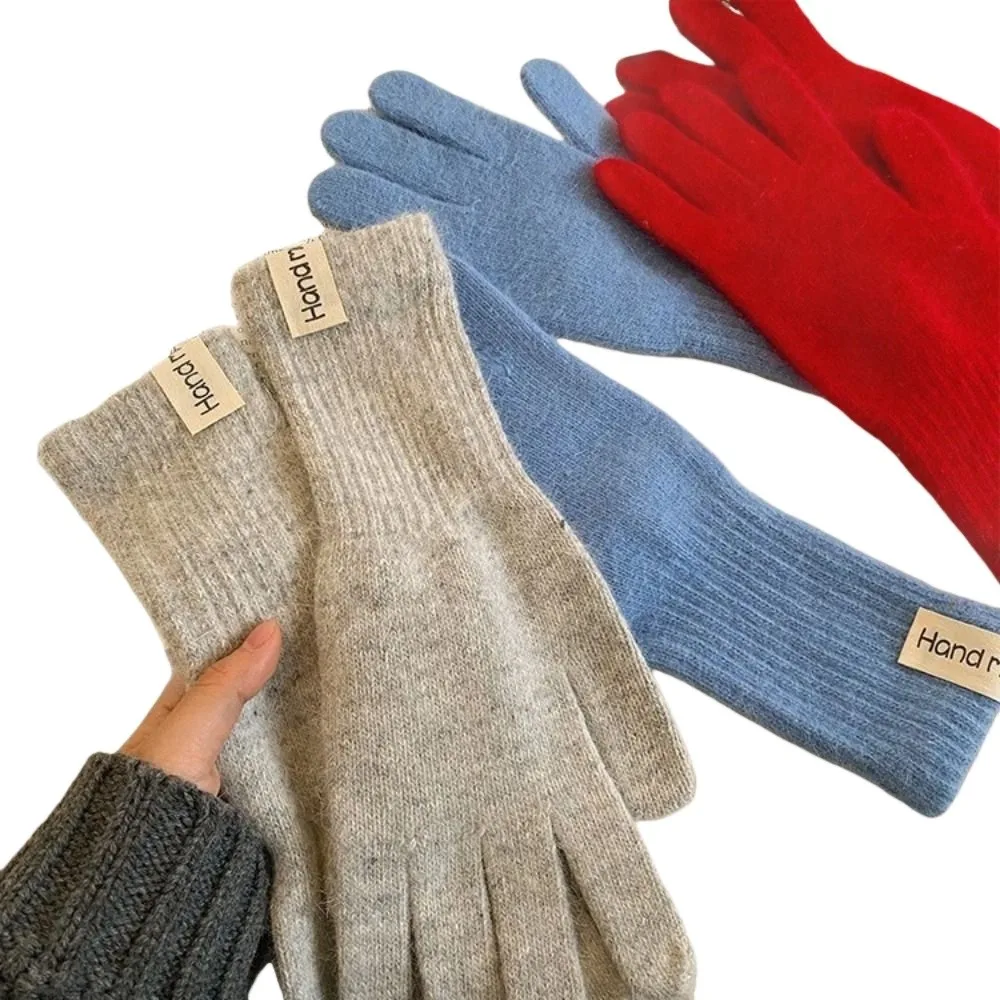 Full Finger Women Winter Warm Gloves Candy Colors Elasticity Touch Screen Knitted Gloves Protection From Cold Windproof
