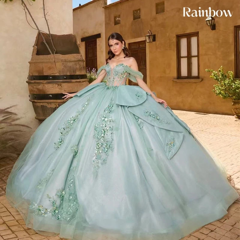 

High Quality Quinceneara Dress Organza With Embroidery Bead Ballgown Sleeveless V-Neck Prom Gown Customized Vestido De Noche