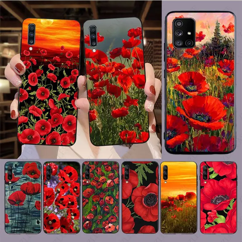 Red Poppies flowers Phone Cover For samsung Galaxy A53 A52S A13 A14 A21S A22 A23 A24 A32 A33 A34 A40 A50 A51 A71 A73 cases