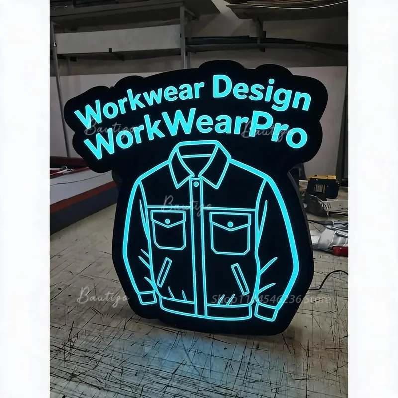 Custom LED Sign Logo Neon Illuminated Workwear Design Metal Letters Wall Acrylic Light Box Luminous Personalized Poster