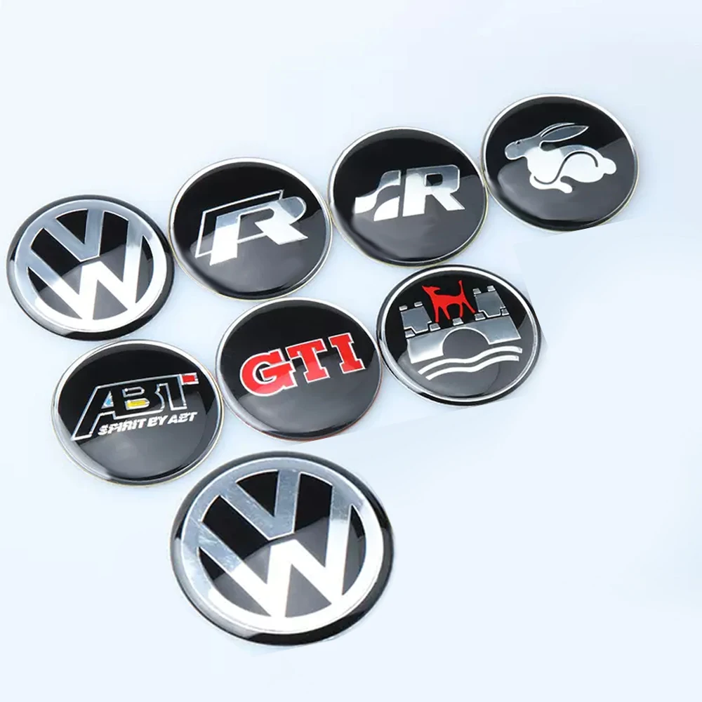 1PC 45/50mm Auto Parts Steering Wheel Logo Sticker Decoration For Volkswagen VWR GTI ABT Golf Polo Tiguan Passat Scirocco Jetta