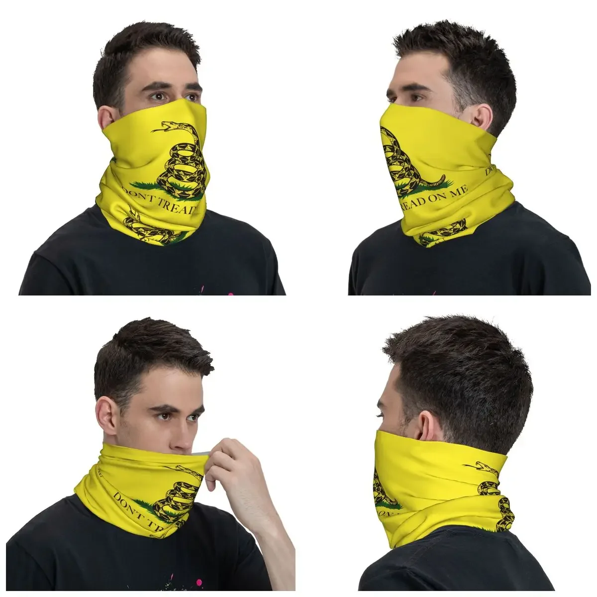 Don't Tread On Me Gadsden Flag Bandana Neck Gaiter UV Protection Face Scarf Cover Women Men Headband Tube Balaclava