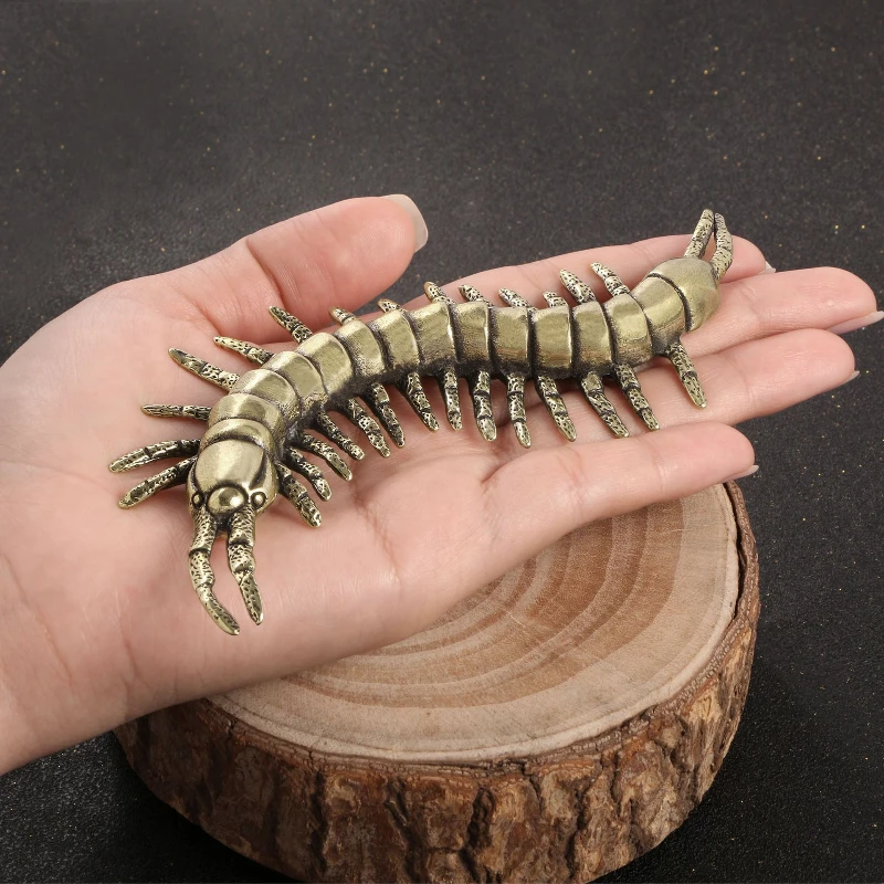 

Little Fairy/ Chinese Style Retro Brass Large Centipede Ornament Solid Copper Desktop Tea Pet Home Craft Decoration Sculpture