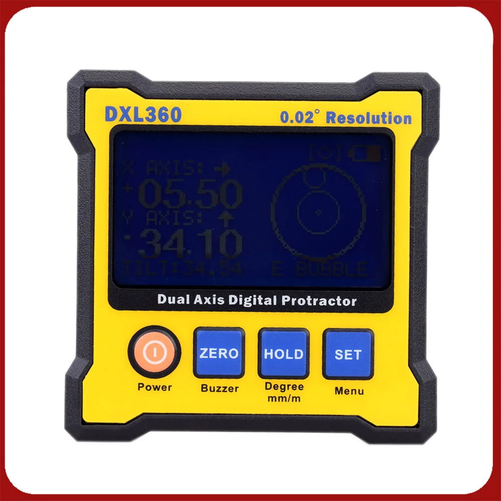 

DXL360 Dual Axis Digital Angle Protractor with 5 Side Magnetic Base High-precision Dual-axis Digital Display Level 100-240V