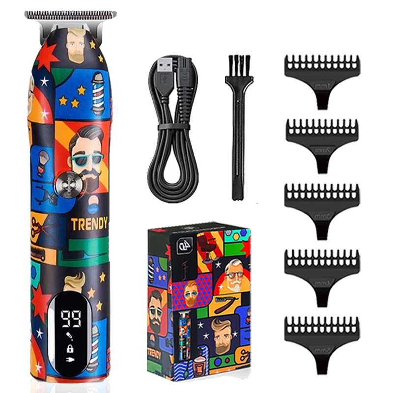 

Профессиональная парикмахерская машинка для стрижки волос, перезаряжаемая электрическая машина для резки граффити, триммер для бороды, бритва, беспроводная работа