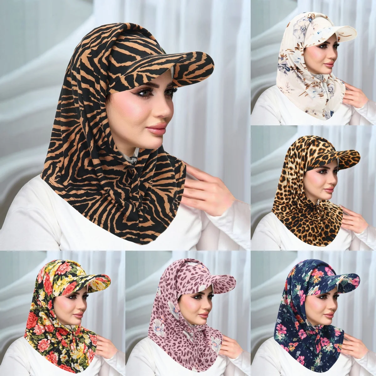 2 قطعة/المجموعة العصرية طباعة الدراجات وشاح الحجاب قبعات مزيج مجموعة التفاف وشاح الرأس مسلم عمامة بونيه للنساء Turbantes قبعات #1