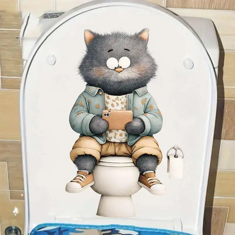 Cat with Smartphone Stickers Decoration for Living Room, Wall, Bedroom, Toilet and Home Decor Waterproof Decals S959