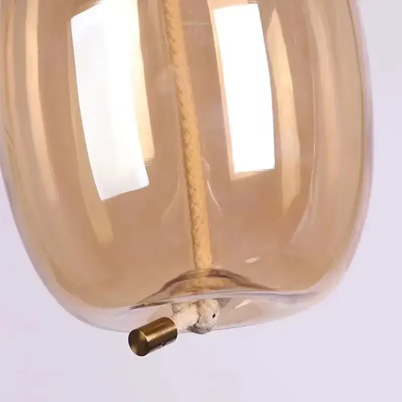 SANDYHA Nordic Glass Shade Led Hanging Lamp Simple Dining Table Light Bedside Living Room Chandelier Single Head Home Decor