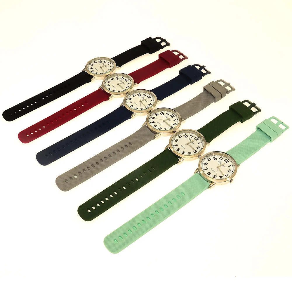 6Pcs Boys Girls Quartz Wristwatches Simple Watch Children School Students Exam Watches Multicolour Silicone Strap