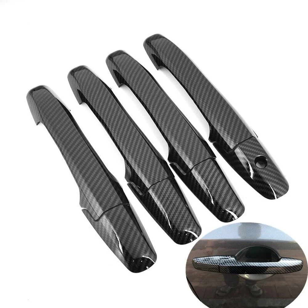 Carbon Fiber / Chrome Exterior Car Door Handle Bowl Cover Decor Trim Styling Accessories For Honda Civic FD 2006-2011 Gen 8th G8