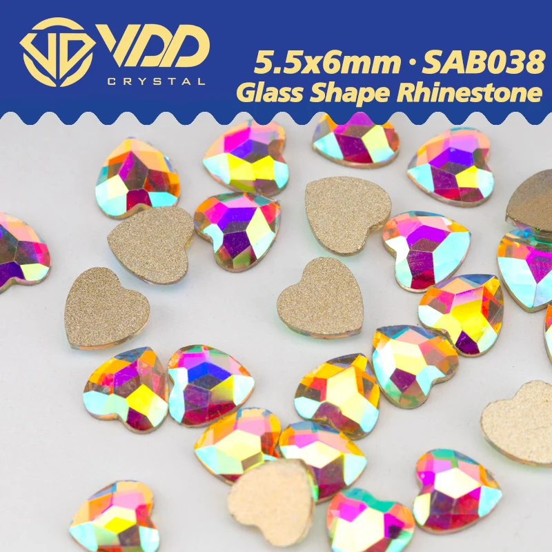 VDD 5.5x6mm 100/500/1440Pcs Shape Glass Crystal Rhinestones Crystal AB Flatback Glitter Diamond DIY Nail Art Accessories SAB38