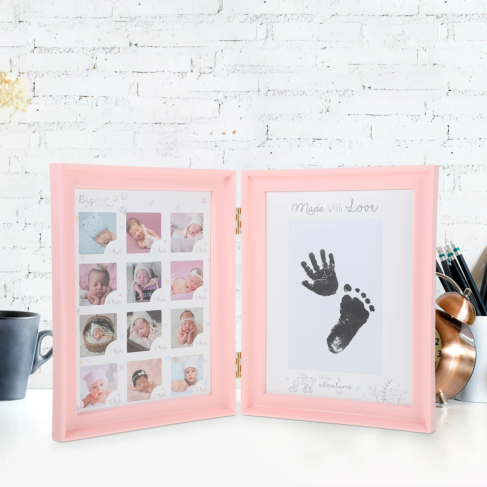 Baby Growth Newborn Photo Frame White PVC Plastic Milestone Keepsake First Year H print Kit Baby Shower Gift Desktop Adornment