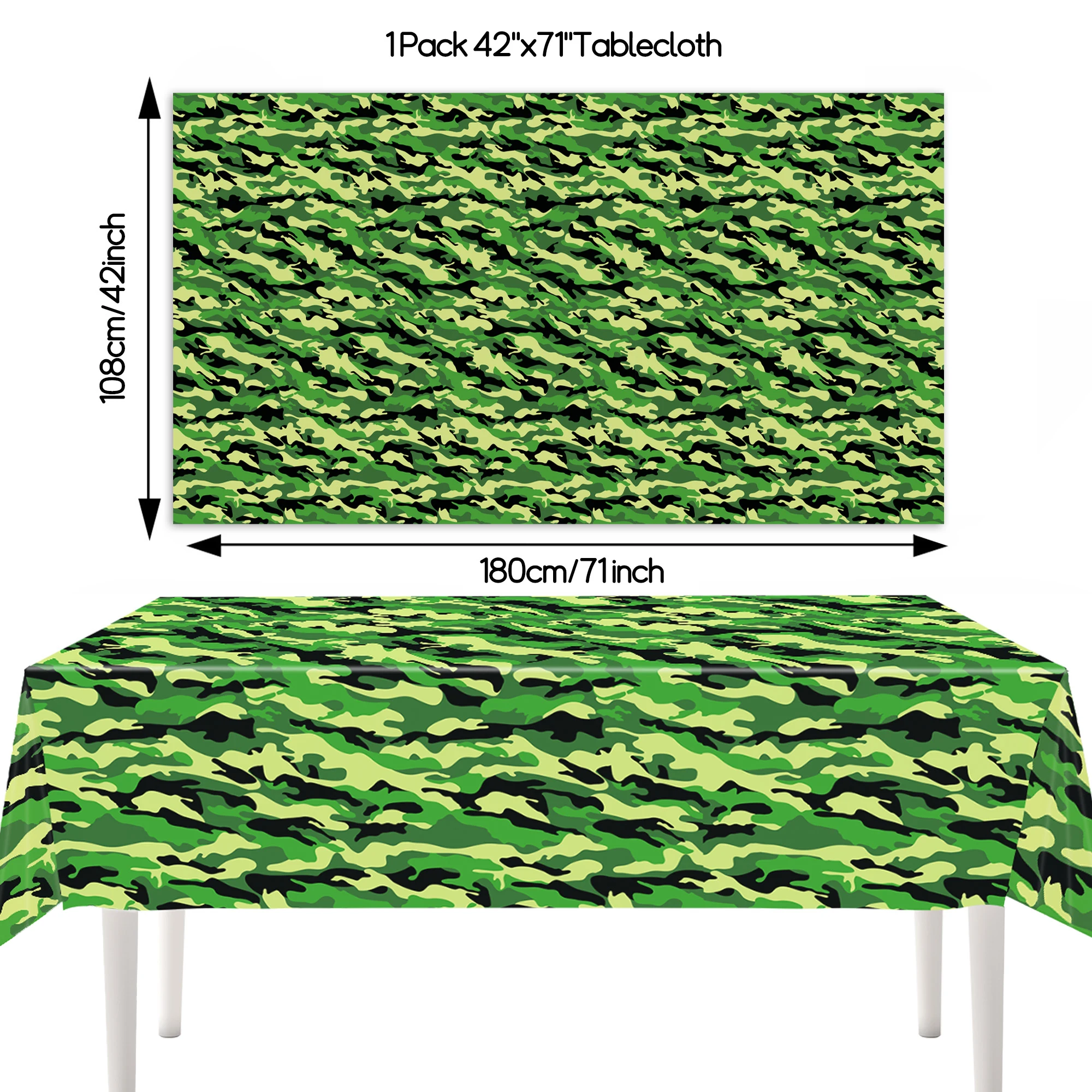 1/3/8pcs Camouflage Green Camo Plastic Table Cover Disposable Rectangle Tablecloth Army Hunting Boys Party Supplies view 6