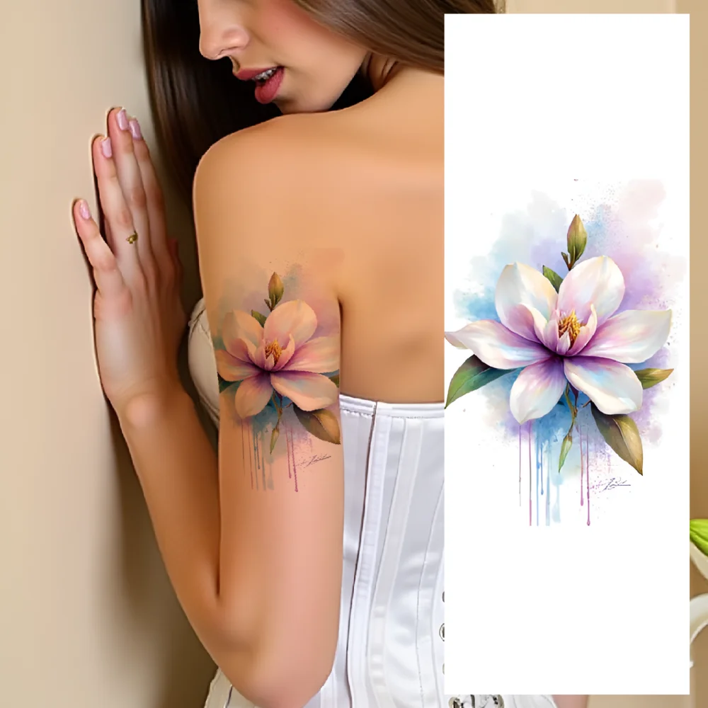

12pcs Temporary Tattoo Floral Tattoos Waterproof Long-lasting Body Stickers Colorful Designs Temporary Tattoo Stickers For