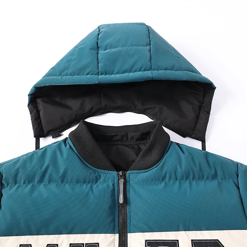 Gorasion-abrigo de algodón con franjas de diferente Color para hombre, Chaqueta de algodón, vestido de estudiante, traje de pan, Chaqueta de algodón gruesa y cálida con capucha