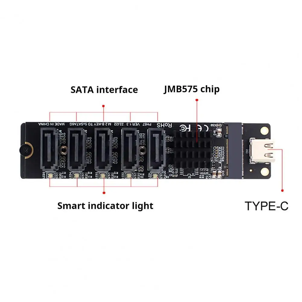 

High-speed Data Transmission Adapter Easy Setup Sata Adapter High-speed Type-c to 5-port Sata 3.0 Adapter for Wide for Sellers