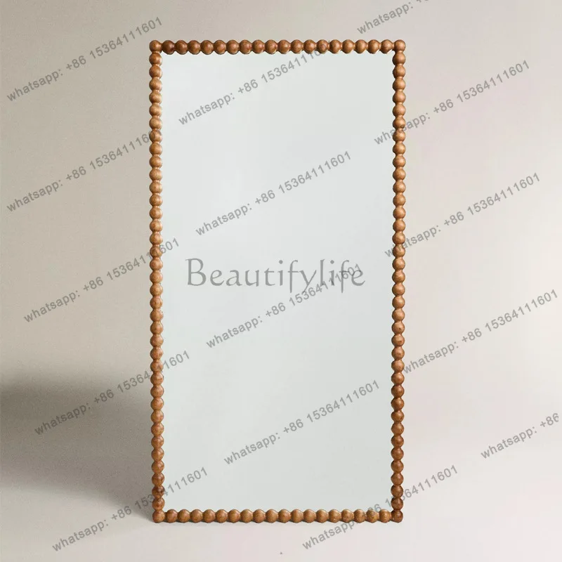 French retro wooden full-length mirror bedroom floor-to-ceiling wall antique entrance entrance fitting mirror