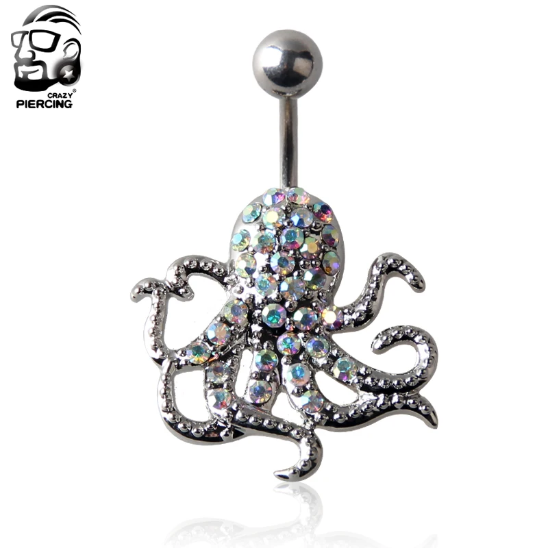 Multi-Styles Octopus Elephant Steel Belly Button Rings 14G Vintage Dangled Belly Piercing Ombligo Christmas Series Body Jewelry