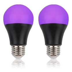 Black Light Bulbs 9W LED UV Blacklight 395-400nm for Blacklight Glow in The Dark Body Paint Fluorescent Poster Neon Glow Lamp