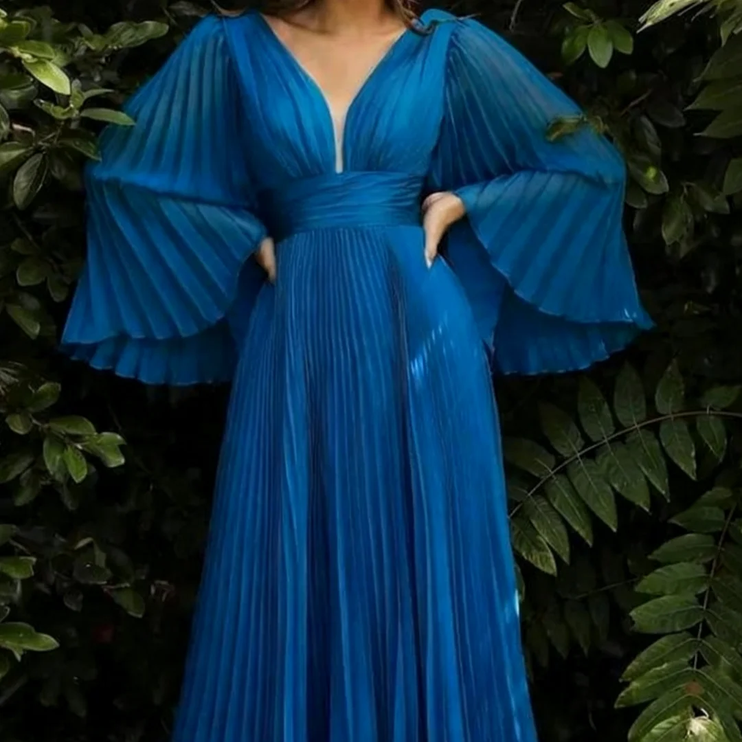 Elegant A Line Party Dress Long Sleeves Woman For Weddings Pleated Mother Of the Bride Dress Customized