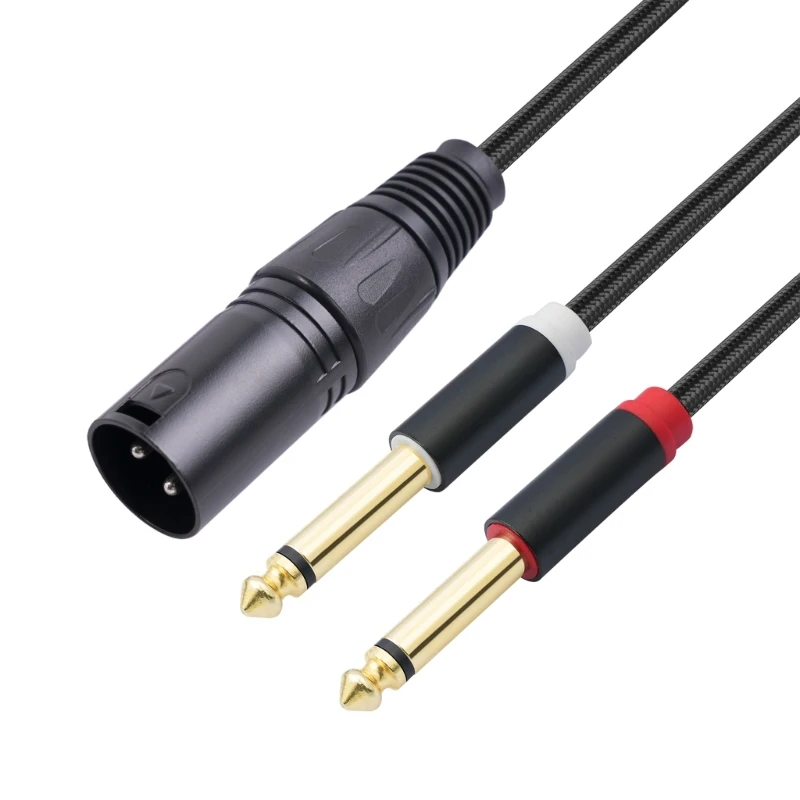 3-Pin XLR Female to Dual 6.35mm Mono Audio Cable TS 1/4 Jack Stereo Aux Cord 6.35 mm Plug to XLR Male Y Splitter Wire Adapter