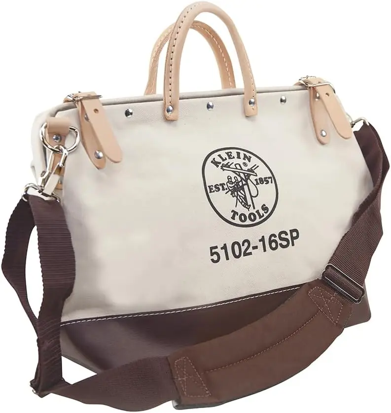 

Deluxe Canvas Tool Bag with 13 Pockets and Detachable Shoulder Strap, 16-Inch