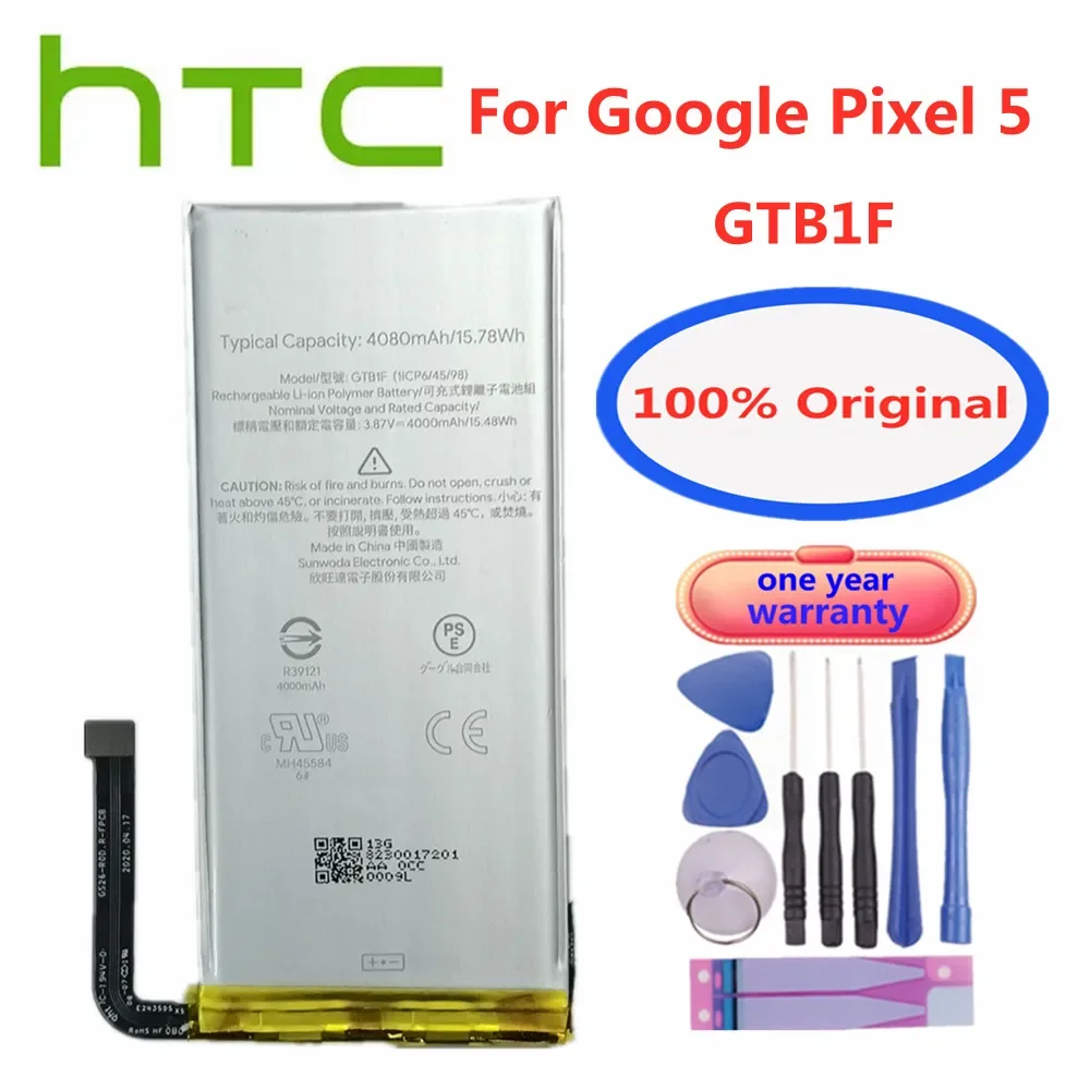 

4080mAh GTB1F Original Battery For HTC Google Pixel 5 Pixel5 GD1YQ GTT9Q High Quality Phone Rechargeable Batteries Bateria