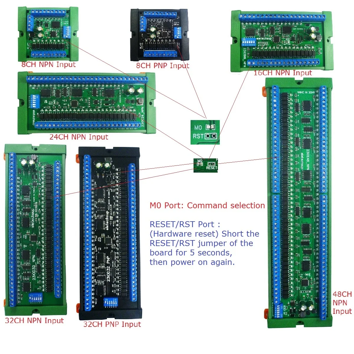 DC 12V 24V 8-48CH RS485 NPN PNP Input Output Port Remote Control Switch PLC IO expansion Board DIN35 Modbus RTU Module