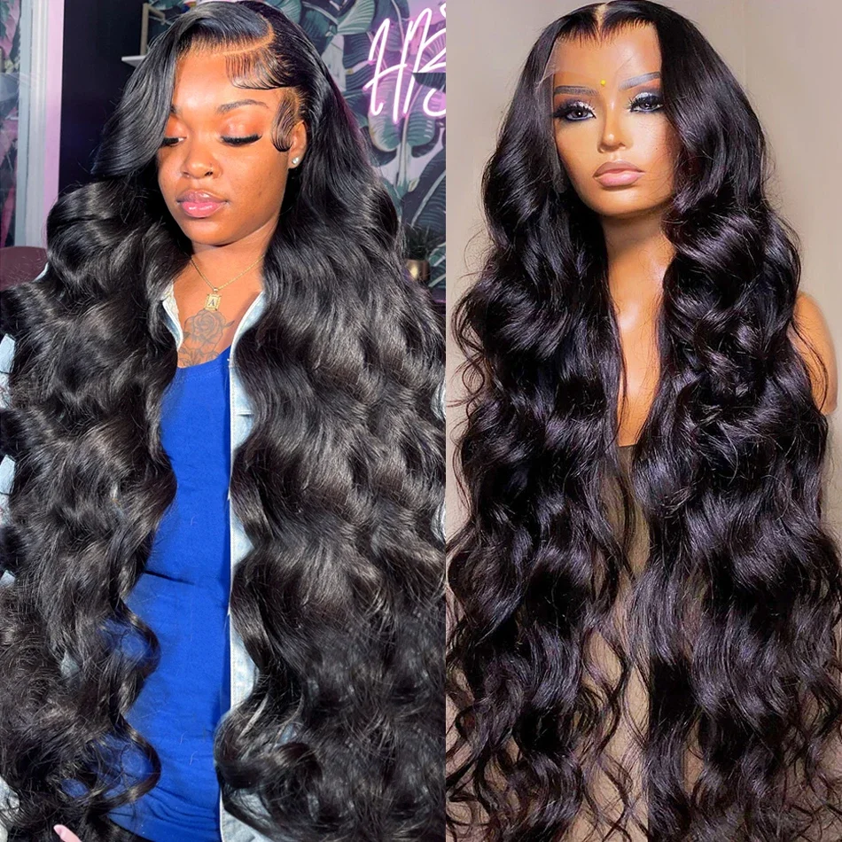 Perruque Lace Front Wig Body Wave Brésilienne Naturelle, Cheveux Humains, Sans Colle, 13x6 HD, 5x5, 40 Pouces, Pre-Plucked