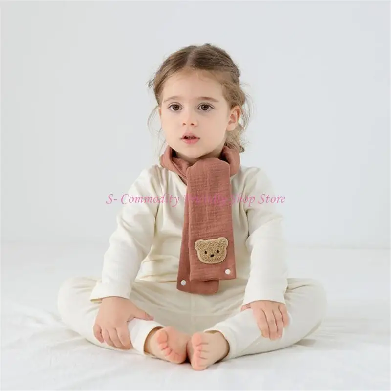 85AE وشاح دافئ للأطفال نمط الدب الكرتوني طويل كاتم للصوت مقاوم للرياح منديل يومي لتدفئة الرقبة للنشاط في الهواء الطلق #4