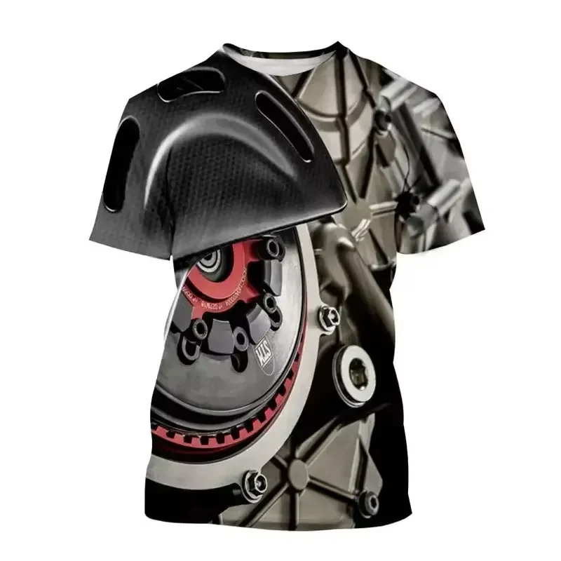 3D Printed 2026 Men T Shirt Heavy Metal Car Engine Graphic Tee Casual Short Sleeve Round Neck Youth Fashion Top Streetwear