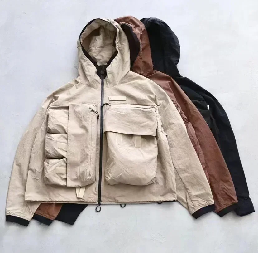 New Arrival Japanese Men and Women Hooded Coat CMF Multi Pocket Outdoor Functional Waterproof Outerjacket Charge Outwear