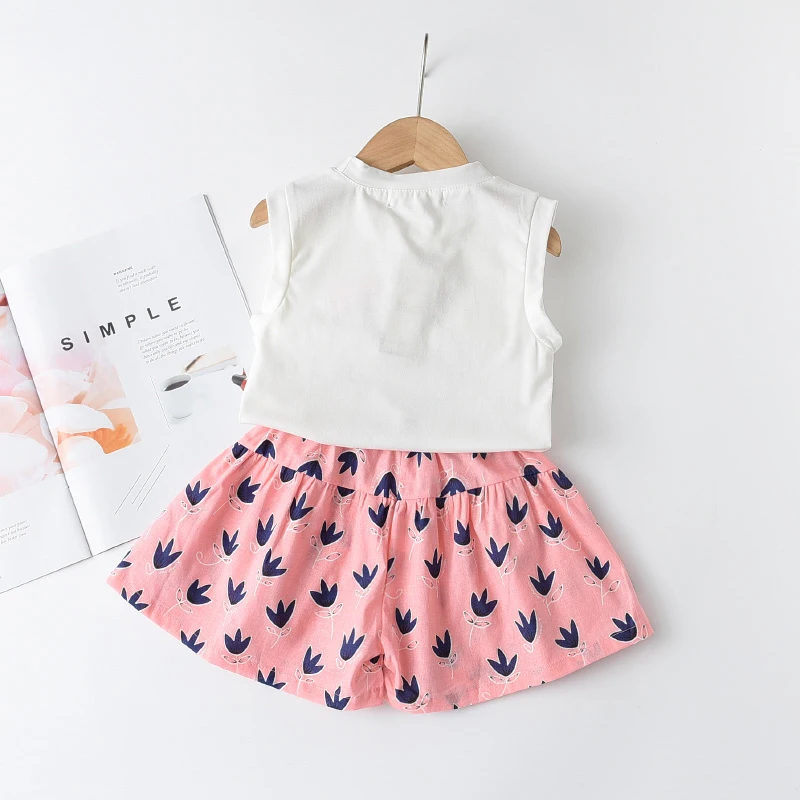 Melario Summer Girls Clothes Set 2023 Children Clothing Short Sleeve T-shirt and Print Shorts 2Pcs Set Girl Kids Clothes Suit