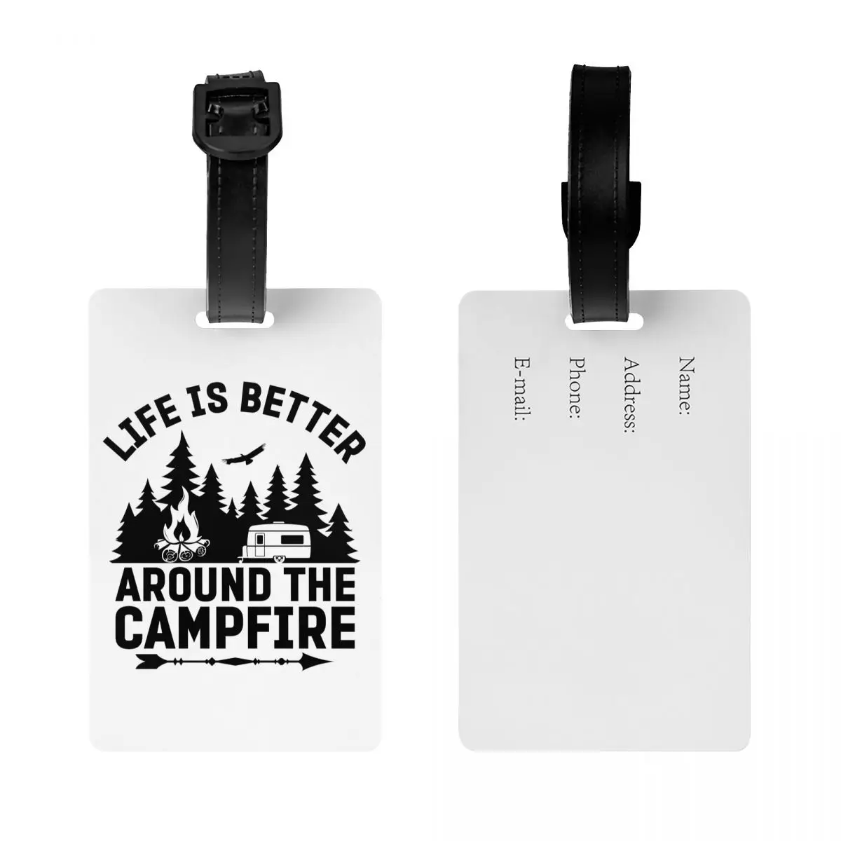 Custom Mountain Adventure Camping Campers Life Is Better Luggage Tag With Name Card Privacy Cover ID Label Bag Suitcase