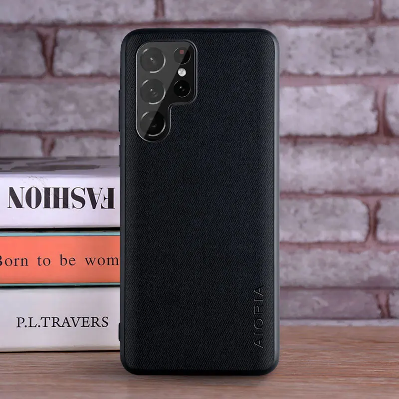 Case for Samsung Galaxy S23 S24 S25 S21 S22 Ultra Plus FE 5G coque Luxury textile Leather cover funda for samsung s22 ultra case
