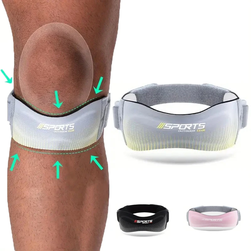 Adjustable Patella Tendon Knee Strap Compression Support Brace Shock Absorption Patellar Pad for Run Basketball Hike Pain Relief