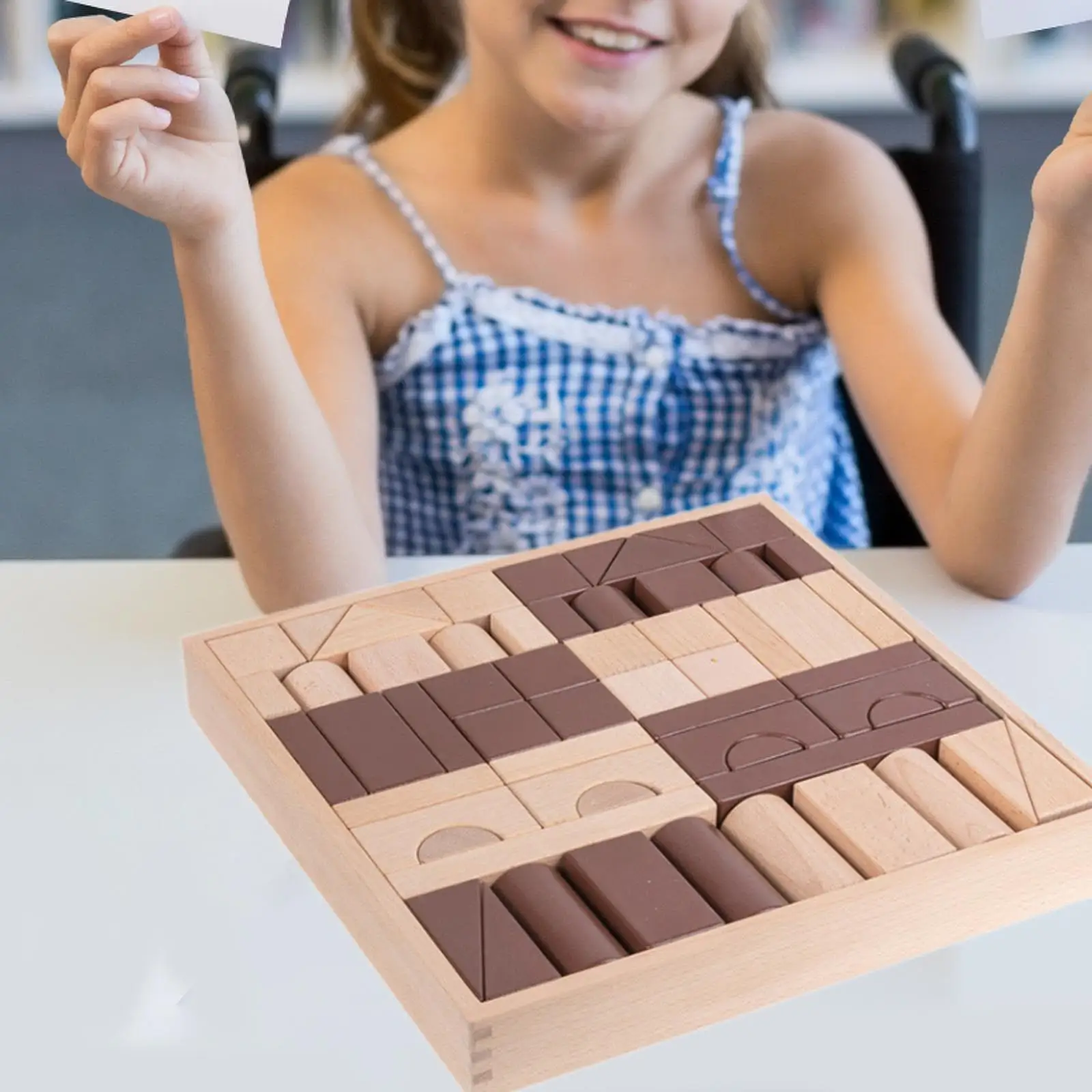 Houten Bouwstenen Set Vroege Educatieve Speelgoedgeometrie Houten Blokken Voor Jongens