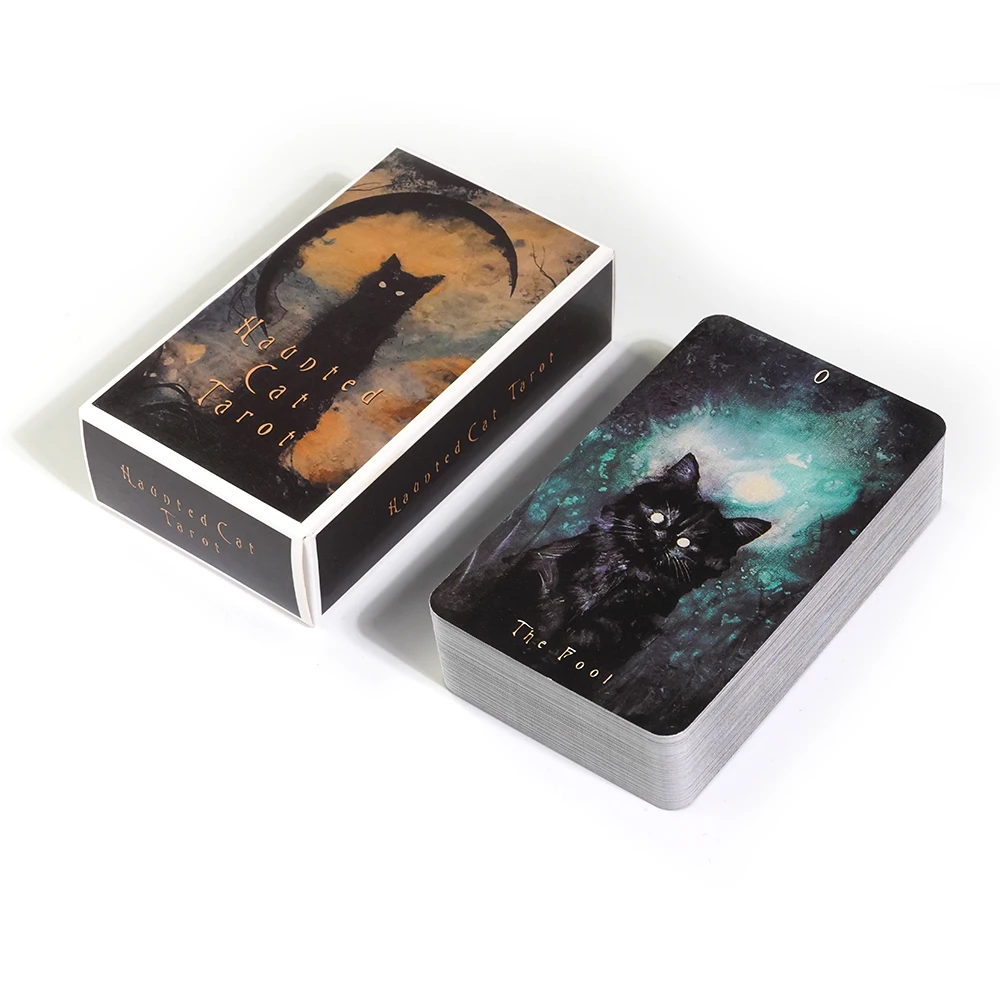 Haunted Cat Tarot,Black Cat Fearless Family Oracle Card, Family Party Entertainment Game Cards