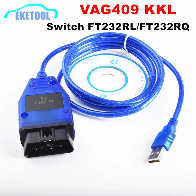 

VAG409.1 KKL OBD2 USB Diagostic Tool FTDI FT232RL CH340 VAG 409 FIATECUSCAN Switch VAG KKL 409 10pcs/Lot