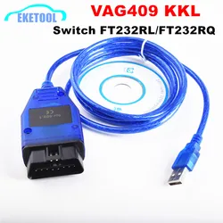 VAG409.1 KKL OBD2 USB Diagostic Tool FTDI FT232RL CH340 VAG Cars 409 FIATECUSCAN Switch VAG KKL 409