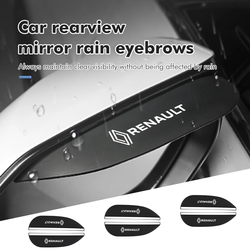 2pcs Car Sun Visor Rearview Mirror Rain Eyebrow Shield Sticker For Renaul Captur Sparco Megane Sandero Grand Sill Guard