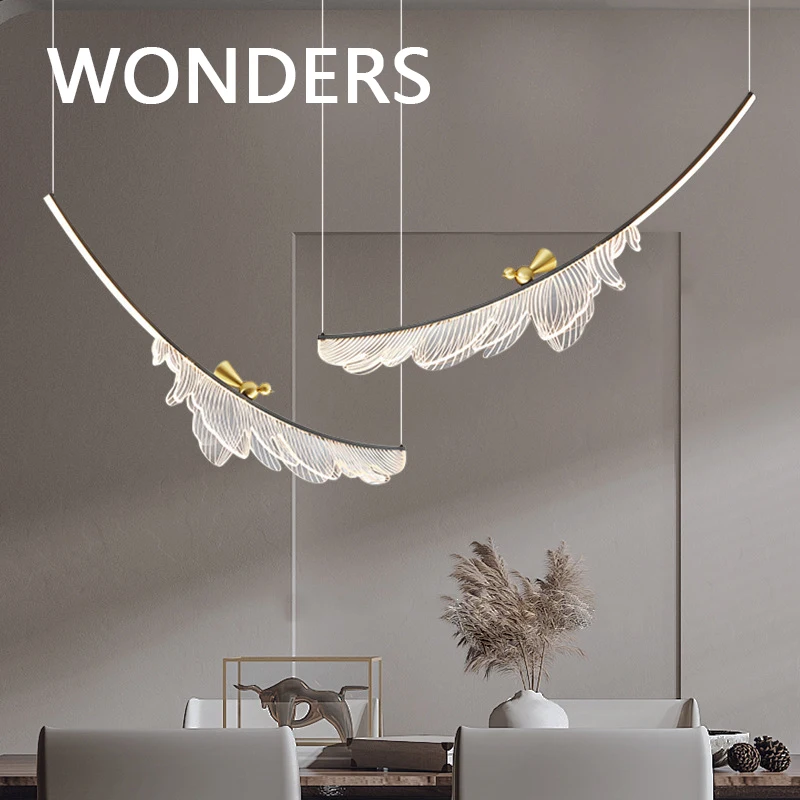 WONDERS Dining Decoration Pendant Lamp Brass Bracket And Acrylic Lampshade Hanging Lamps LED 3 Colors Creative Design Chandelier