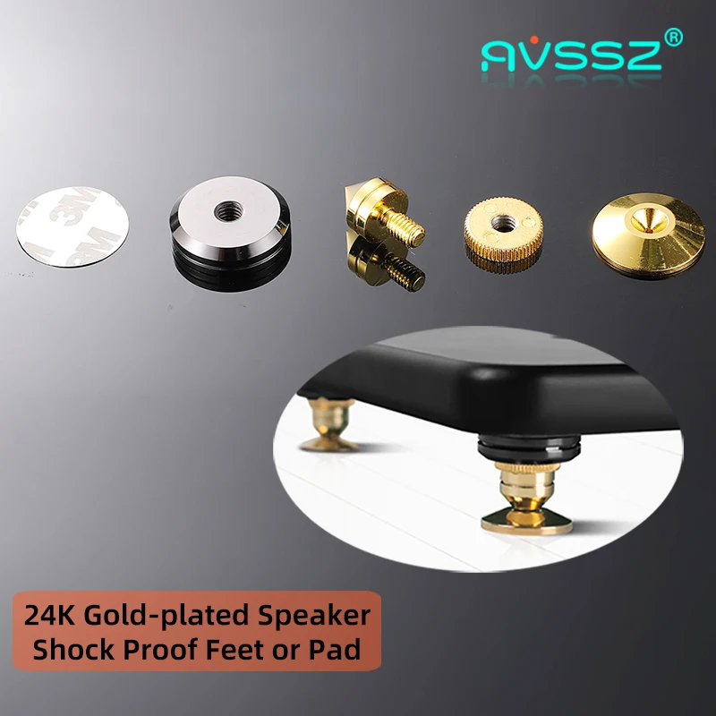 

24K Gold Plated Metal Speaker Stand Feet Foot Pad 1/6/8/12 Sets HIFI Audio Video Floor Box CD Power Amplifier Disc Player Frame