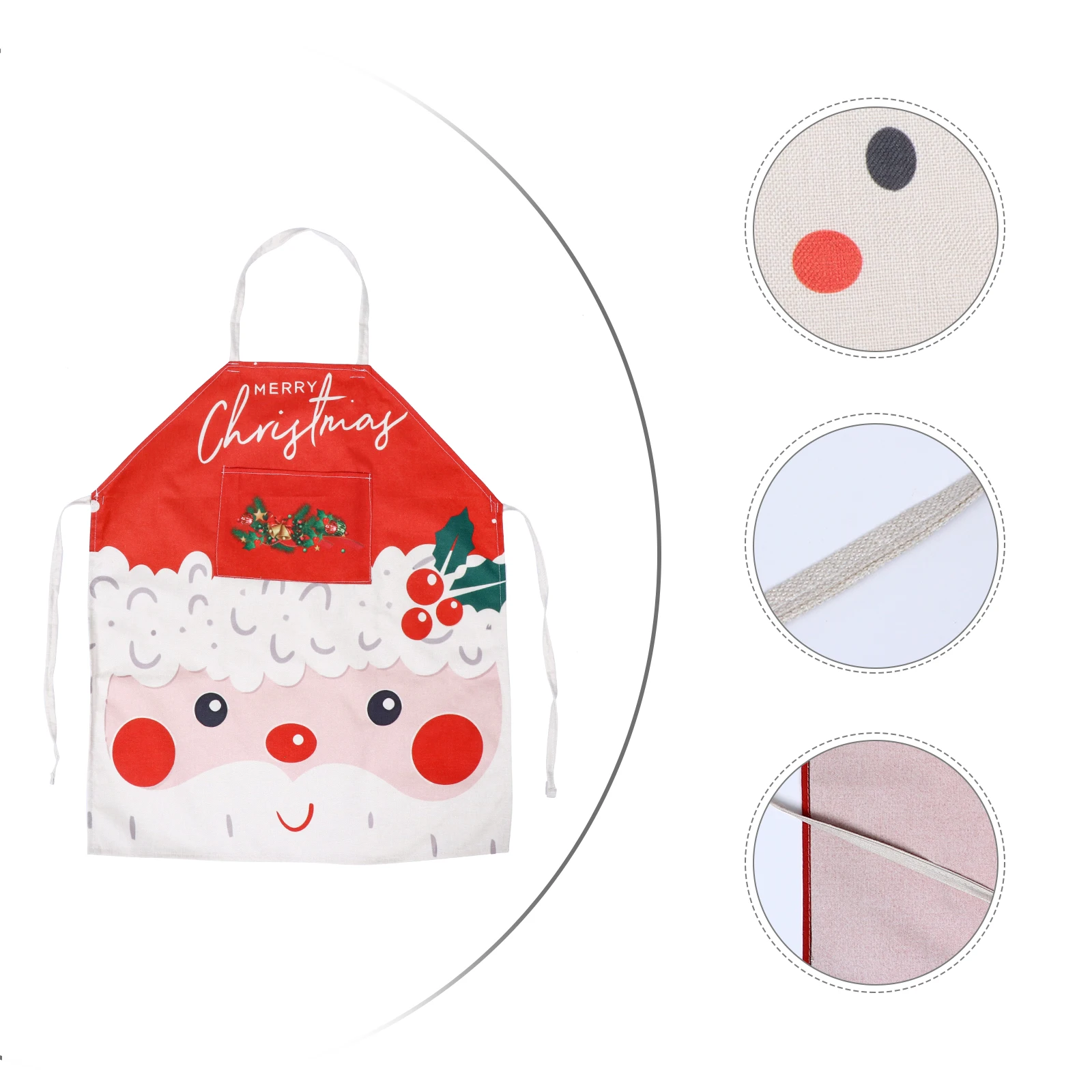 

Christmas Santa Apron Polyester Cartoon Print Sleeveless Kitchen Cooking Decor Lovely Pattern Festive Atmosphere Unisex