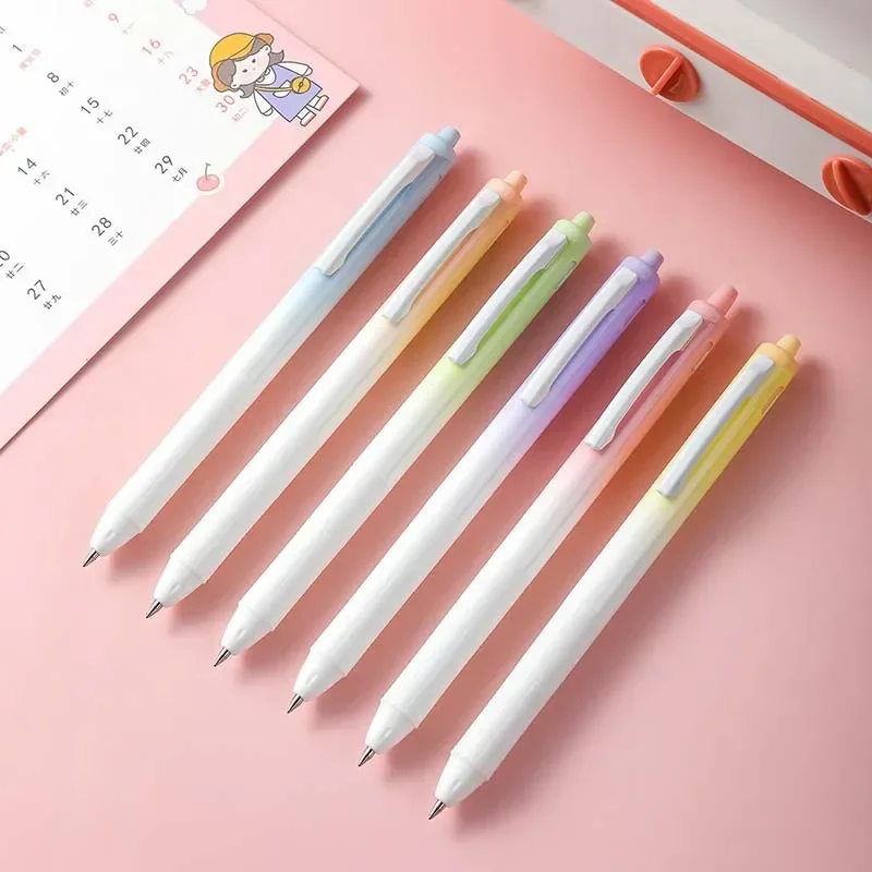 Rainbow Quick-Drying Gel Pen Bullet Water-Resistant Macaron Cute Gradient Color Gel Pen 2024 Office Accessories Cute Stationery